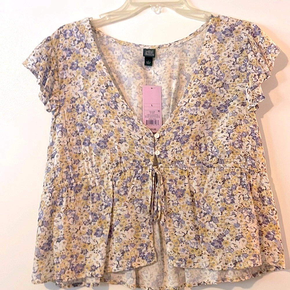 NWT-wild fable crop baby doll top floral size large